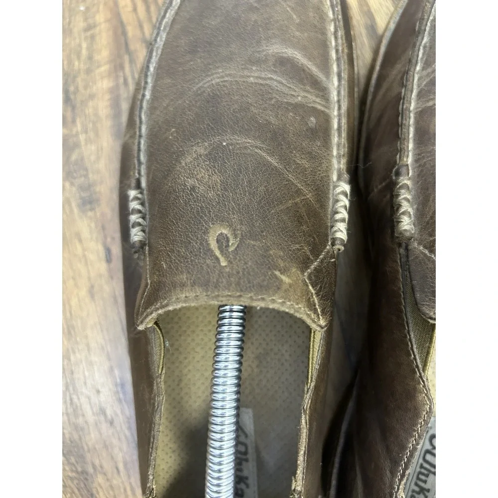 Olukai Moloa Men's Size 11 Slip On Leather Casual Comfort Shoes Brown